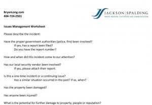 Issues Management Worksheet